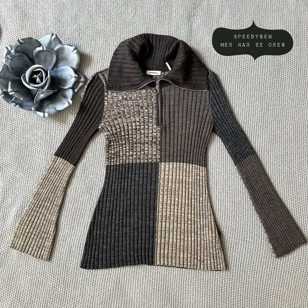 SANDRO Moria color block sweater FR 3 Large